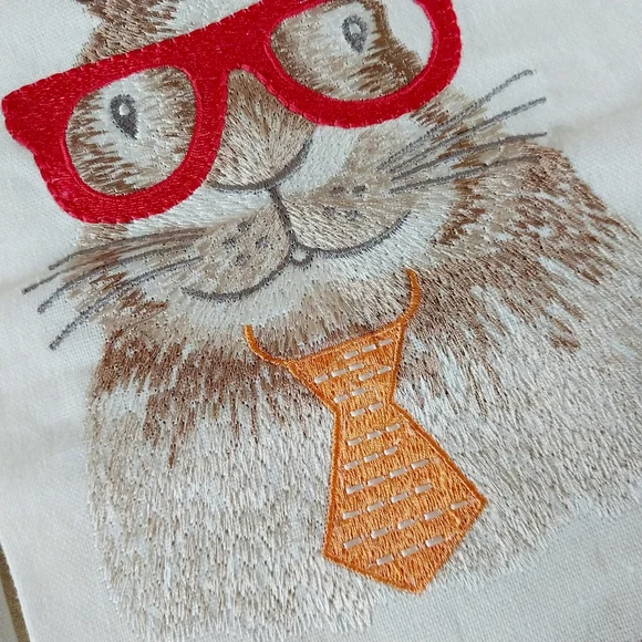 Tabitha Webb Set of 2 Embroidered Bunny Tea Towels Mr Bunny Mrs Honey - Picture 8 of 10